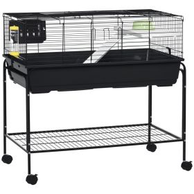 Two-Story Small Animal Cage Removable from Stand, Guinea Pig Cage with Shelf & Wheels, Pet Habitat for Hedgehog, Chinchilla, Ferret, 39" x 20.5" x 36.