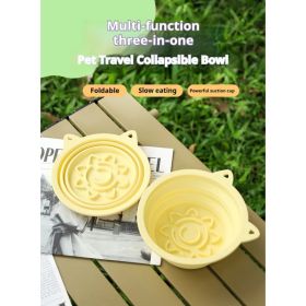 3-in-1 Pet Travel Collapsible Bowl Foldable Slow-Feeder With Strong Suction Cups  Portable Silicone Dog Bowl With Hook For Hanging On Collar-Backpack