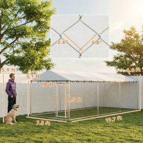 20' X 7.5' X 6.5' Dog Kennel Outdoor For Small Medium Large Dogs With Waterproof Roof, SilverMultiple Packages