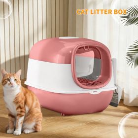 Modern Enclosed Cat Litter Box With Built-In Scoop Storage, Lightweight, Fits Indoor Home Decor