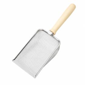 Stainless Steel Cat Litter Scoop With Fine Mesh Sifter, Durable Metal Litter Scooper With Ergonomic Wooden Handle, Heavy Duty Kitty Litter Shovel For