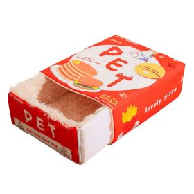 Snack Box Cat Bed Cartoon Rectangular Fully Enclosed Four Season Universal Multifunctional Soft Pet Bed For Home Travel Red