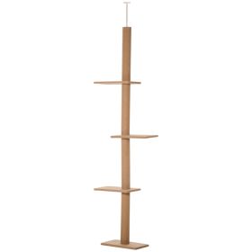 Floor-to-Ceiling Cat Tree Cat Climbing Tower with Sisal-Covered Scratching Posts Natural Cat Tree Activity Center for Kittens Cat Tower Furniture, Br