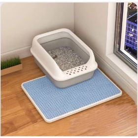 Cat Litter Mat Double Layer Filter Anti-bring Out (Option: Sky Blue-45x60)