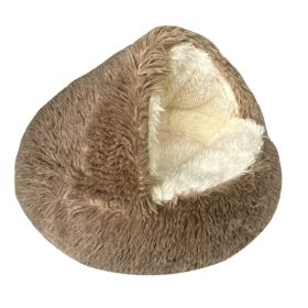 Pet Cat Bed Semi Enclosed Dog House (Option: Khaki-100cm-Plush)