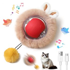 Interactive Toys Ball For Cats, Dog,Agile Moving Cat Ball ,Motion Activated Automatic Moving Ball With Lights,with Fluffy Tail And Bunny Ears For Indo (Option: Red)