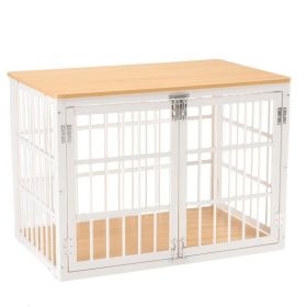 Sturdy Dog Crate Furniture, Heavy Duty Kennel For Large & Medium Dogs, Indoor Use (Option: Natural  38IN)