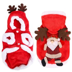 1Pc Pet Christmas Clothes Santa Claus Reindeer Antlers Costume Winter Outfit New Year Coat For Small Medium Dogs Cats (Option: M)