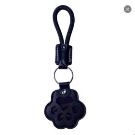 Pet Fur Memory Charm Leather Keychain Keepsake For Dog Cat Hair Paw-Shaped Design Memorial Sympathy Gift For Grieving Owners (Option: Black)