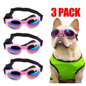 Pet Sunglasses Dog Cat Windproof Glasses Accessories Goggles Small Medium Dog Sun Visor Eye Wear Glasses UV Dust Fog Protection With Adjustable Strap (Option: Pink)