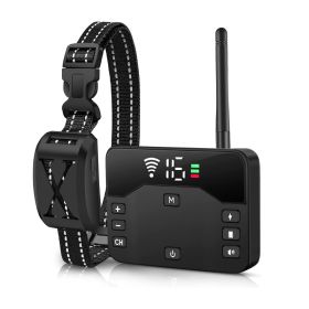 2 In 1 Wireless Electric Dog Fence Waterproof Pet Shock Boundary Containment System Electric Training Collar With 2 Receiver Collars For Small Medium (Option: Black Fence with 1 Collar)