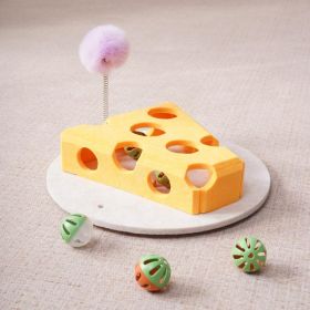 Cat Puzzle Toy With Ball And Spring-loaded Wand Felt Indoor Cat Toy Box Suction Cup Base Treat Puzzle Helps Cats Play Independently And Improves Their (Option: Yellow)