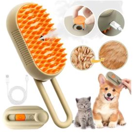 Pet Steam Brush Cat And Dog Deshedder Tool For Grooming And Hair Removal (Option: Dark Brown)