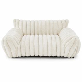 Cute Cat Couch For Pets - Fluffy Cat Beds With Premium Soft Corduroy Fleece, Fuzzy Cats Beds For Indoor Cats With Removable Washable Cover, Supportive (Option: White-S)
