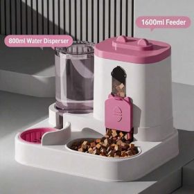 4 Colors Gravity Pet Feeder Water Dispenser Cute Cat Shaped Automatic Food Water Bowl Large Capacity Detachable Stable Anti Slip Base Feeding Supplies (Option: S FAD PINK)