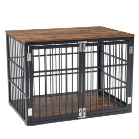 Sturdy Dog Crate Furniture, Heavy Duty Kennel For Large & Medium Dogs, Indoor Use (Option: Rustic Finish  42IN)