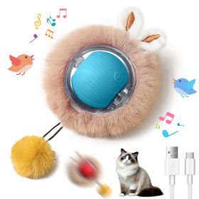 Interactive Toys Ball For Cats, Dog,Agile Moving Cat Ball ,Motion Activated Automatic Moving Ball With Lights,with Fluffy Tail And Bunny Ears For Indo (Option: Blue)