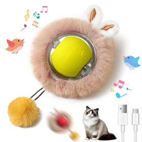 Interactive Toys Ball For Cats, Dog,Agile Moving Cat Ball ,Motion Activated Automatic Moving Ball With Lights,with Fluffy Tail And Bunny Ears For Indo (Option: Yellow)